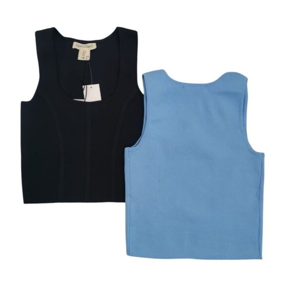 Happily Grey Womens Black & Blue Tank Tops S Polyester Sleeveless Square Neck - Picture 2 of 8